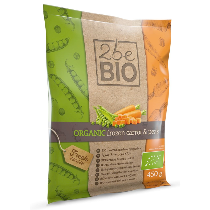 2be Bio Organic Frozen Carrot & Peas 450g